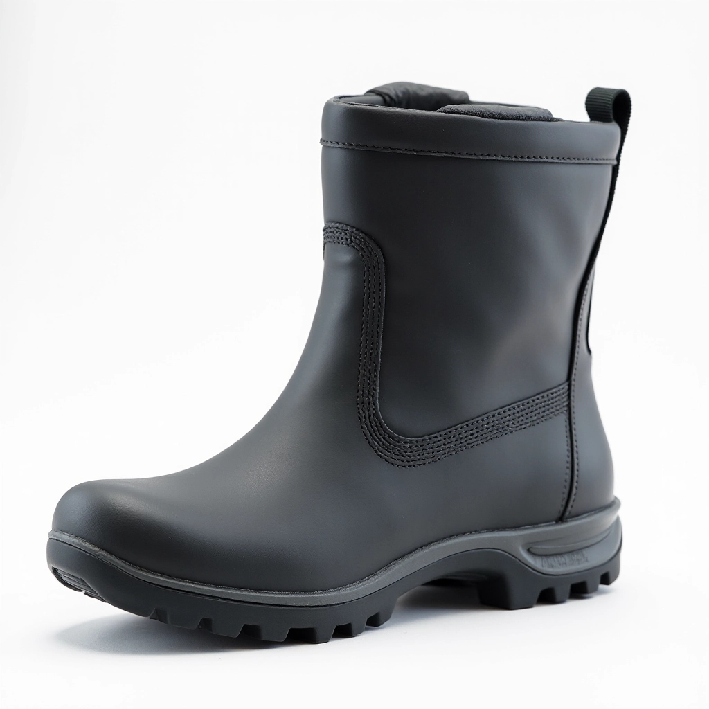 Charcoal waterproof winter boot for cycling commute, showing durable construction and weather-resistant materials